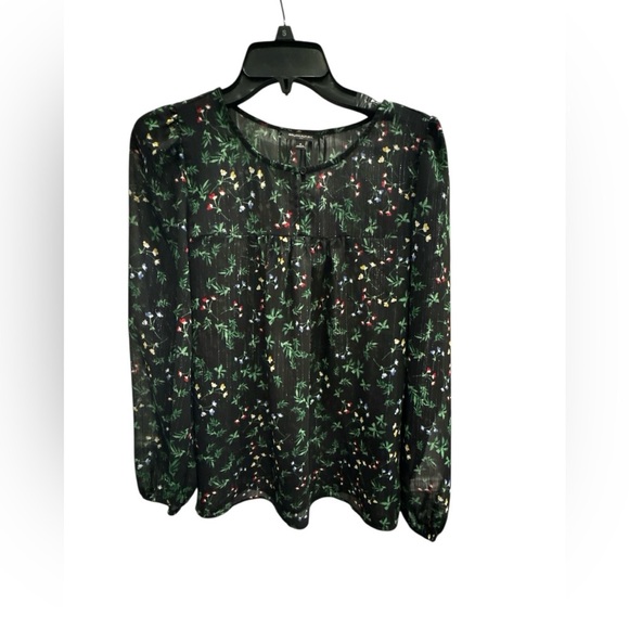 Banana Republic Tops - Banana Republic Women’s Sheer Long Sleeve Floral Top: Holiday Colors: Small